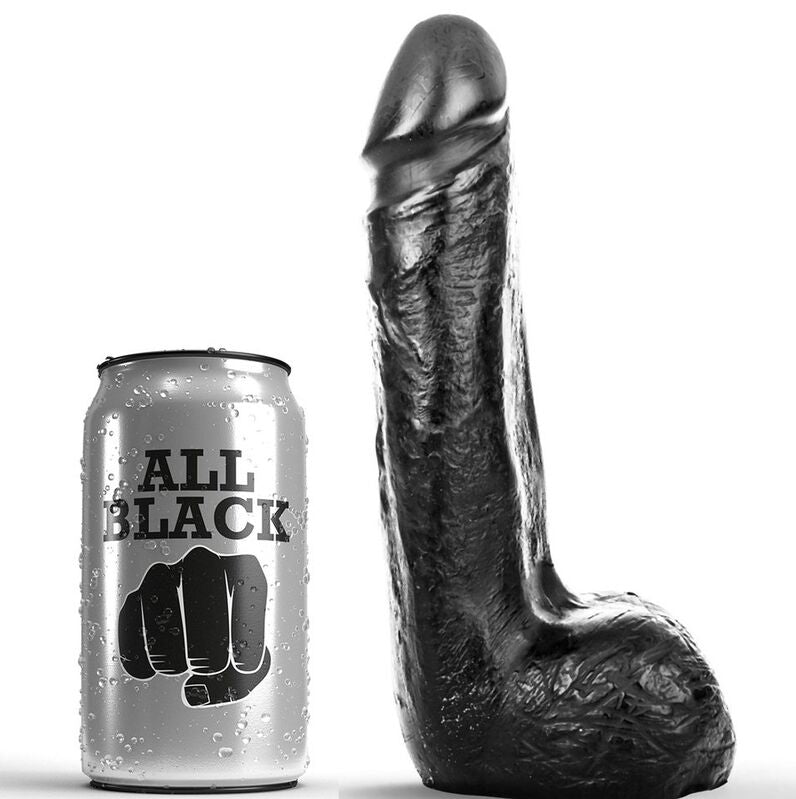 ALL BLACK - DILDO REALISTA PRETO SUAVE 20 CM