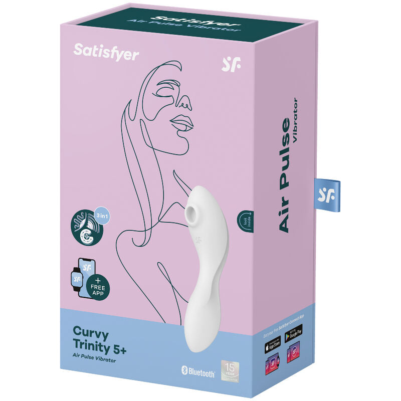 SATISFYER - CURVY TRINITY 5 ESTIMULADOR DE PULSO DE AR E APLICATIVO VIBRADOR BRANCO