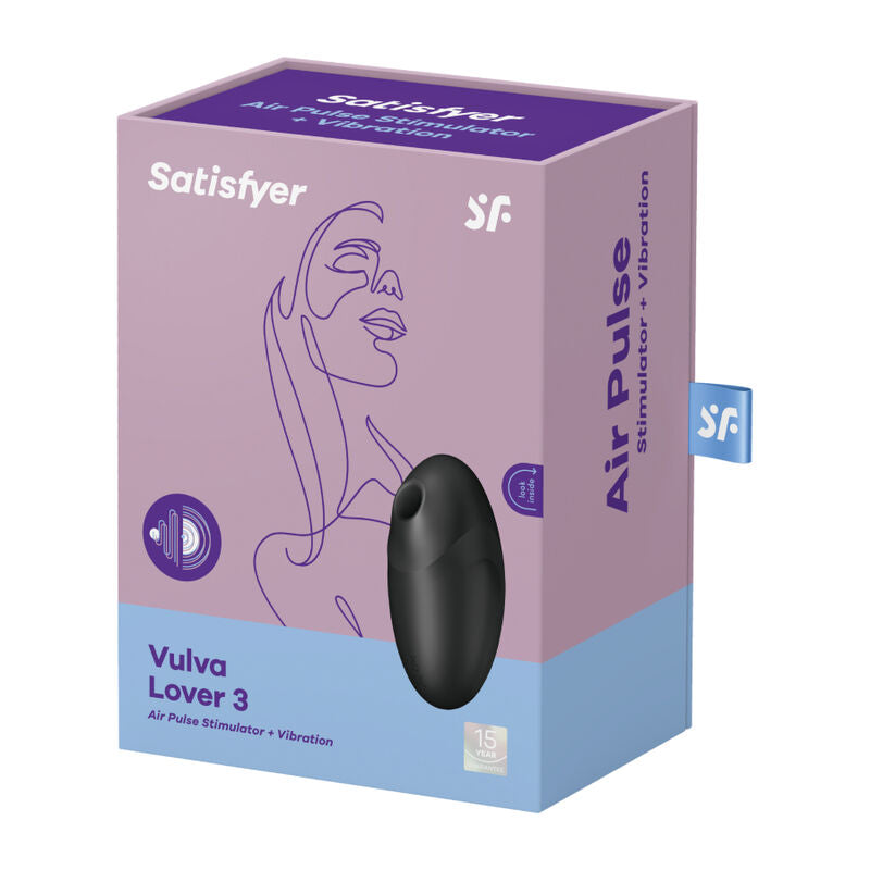 SATISFYER - ESTIMULADOR E VIBRADOR DE PULSO DE AR VULVA LOVER 3 PRETO