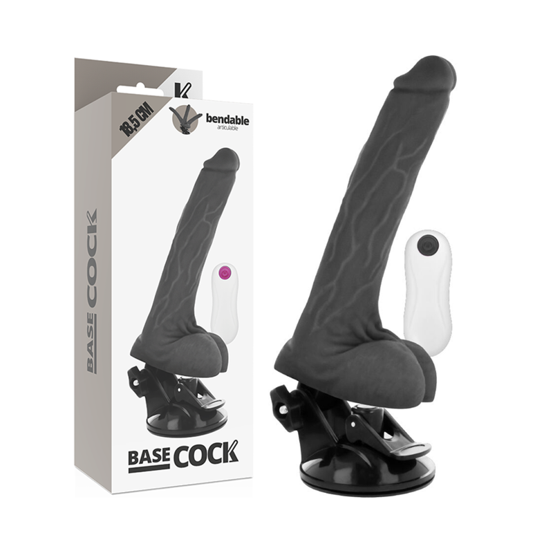 BASECOCK - VIBRADOR ARTICULVEL CONTROLE REMOTO PRETO 18.5 CM -O- 4 CM