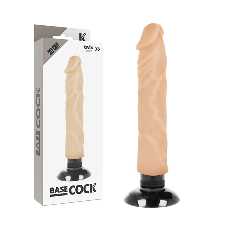 BASECOCK - VIBRADOR REALÍSTICO 2-1 NATURAL 20 CM -O- 4 CM