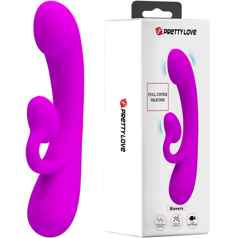 PRETTY LOVE - VIBRADOR SINCERO E OTADOR DE CLITÓRIS SILICONE ROXO