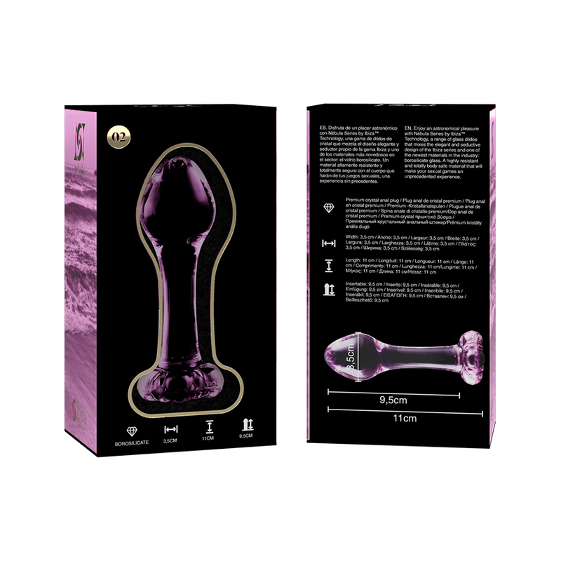 NEBULA SERIES BY IBIZA - MODELO 2 ANAL PLUG VIDRO BOROSILICADO TRANSPARENTE 11 CM -O- 3.5 CM