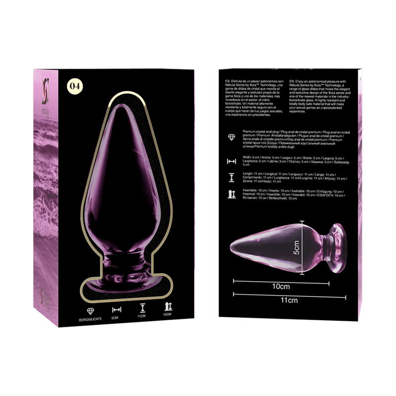 NEBULA SERIES BY IBIZA - MODELO 4 ANAL PLUG VIDRO BOROSILICADO TRANSPARENTE 11 CM -O- 5 CM