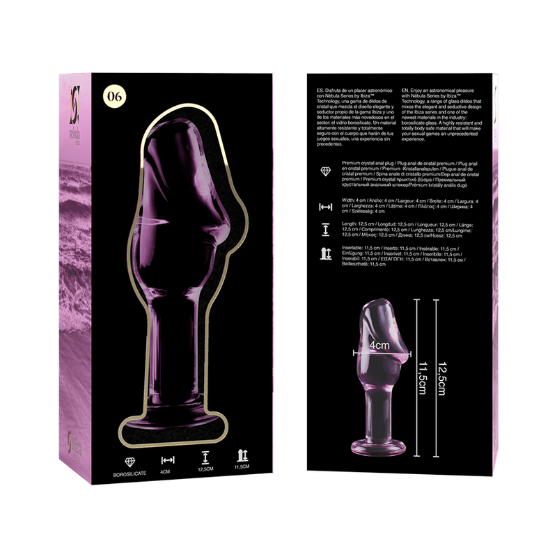 NEBULA SERIES BY IBIZA - MODELO 6 ANAL PLUG VIDRO BOROSILICADO TRANSPARENTE 12.5 CM -O- 4 CM