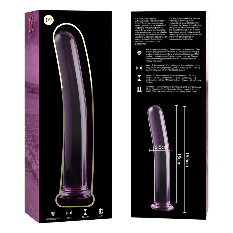 NEBULA SERIES BY IBIZA - MODELO 9 DILDO VIDRO BOROSILICADO ROSA 15.5 CM -O- 2.5 CM