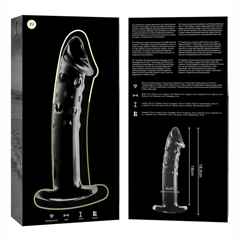 NEBULA SERIES BY IBIZA - MODELO 19 DILDO VIDRO BOROSILICADO TRANSPARENTE 18.5 CM -O- 4 CM