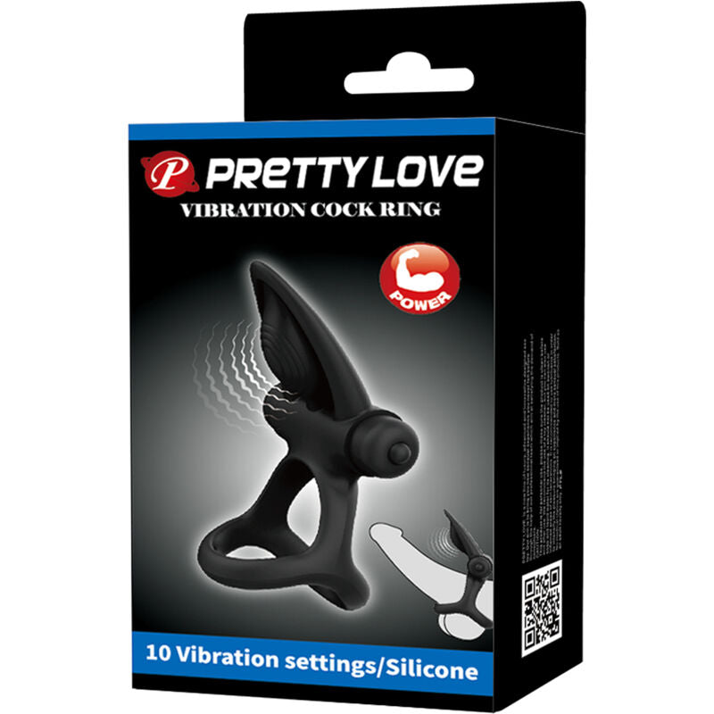 PRETTY LOVE - ANEL VIBRANTE 10 VIBRAÕES SILICONE PRETO