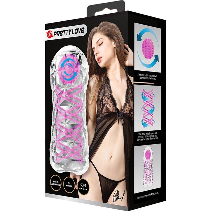 PRETTY LOVE - MASTURBADOR MASCULINO FANTASY COM ESPIRAL INTERNA E BOLAS TRANSPARENTES