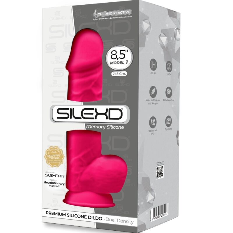 SILEXD - MODELO 1 PÊNIS REALÍSTICO PREMIUM SILEXPAN SILICONE FÚCSIA 21.5 CM