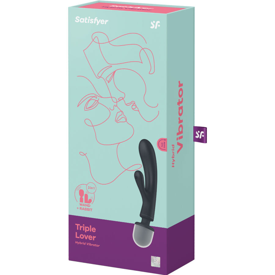 SATISFYER - TRIPLE LOVER RABBIT VIBRADOR MASSAGER ROSA