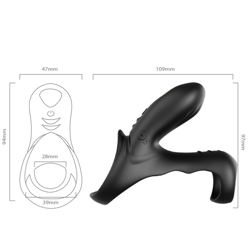 ARMONY - ANEL VIBRADOR DUPLO RANGER PARA CASAIS PRETO