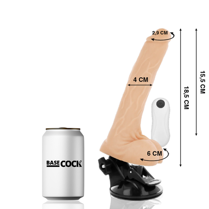 BASECOCK - VIBRADOR ARTICULVEL CONTROLE REMOTO PRETO 18.5 CM -O- 4 CM