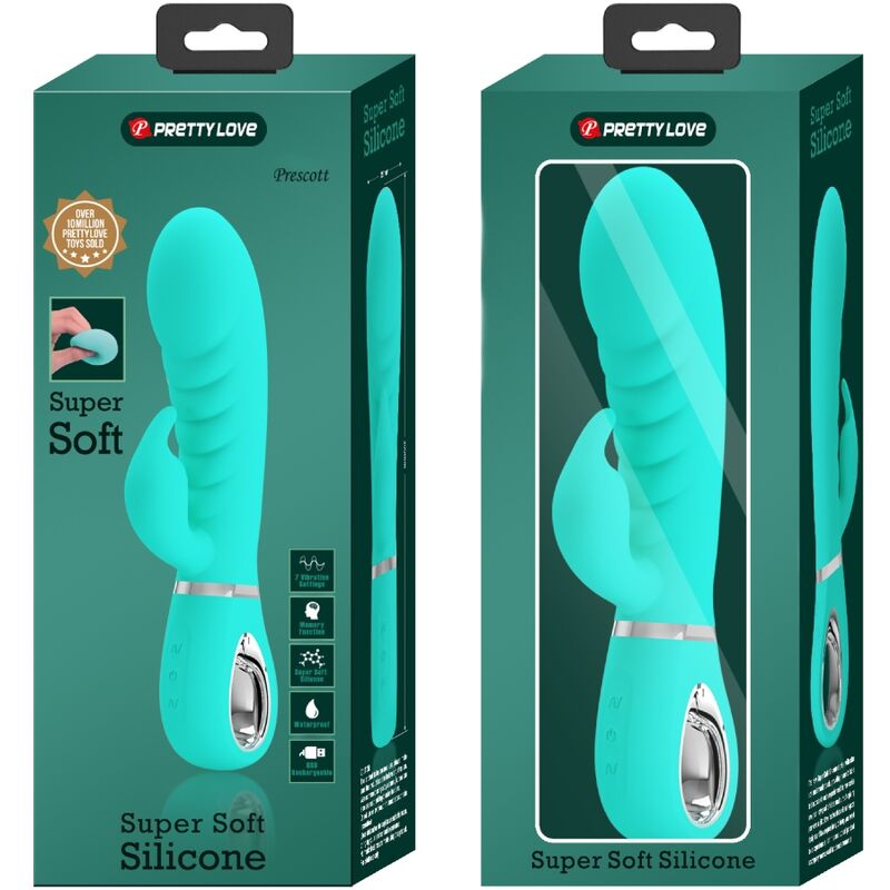 PRETTY LOVE - VIBRADOR PRESCOTT MULTIFUNÕES G-SPOT AQUA VERDE