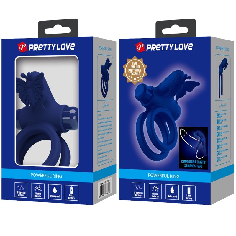 PRETTY LOVE - JAMELE ANEL DUPLO COM ESTIMULADOR DE VIBRAO E BORBOLETA AZUL