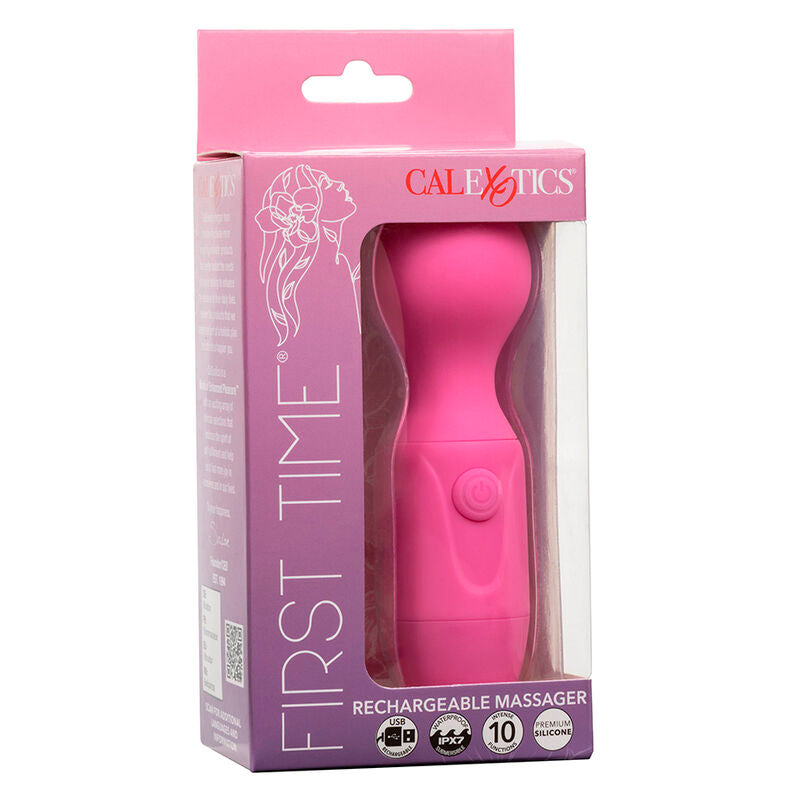 CALEXOTICS - FIRST TIME MASSAGEADOR RECARREGÁVEL 10 VIBRAÇÕES ROSA