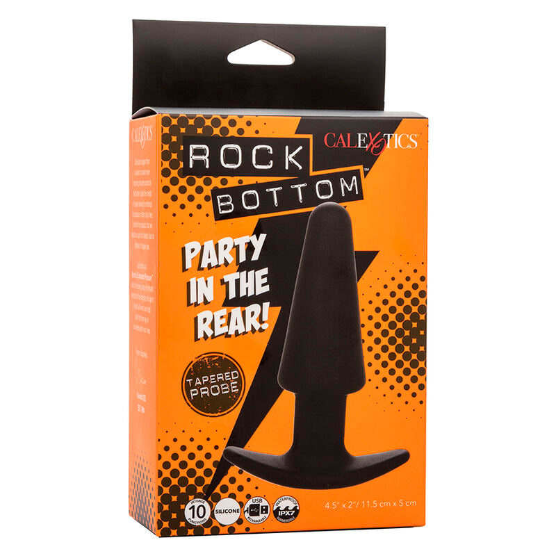 CALEXOTICS - ROCK BOTTOM PLUG ANAL CÔNICO 10 VIBRAÇÕES SILICONE PRETO