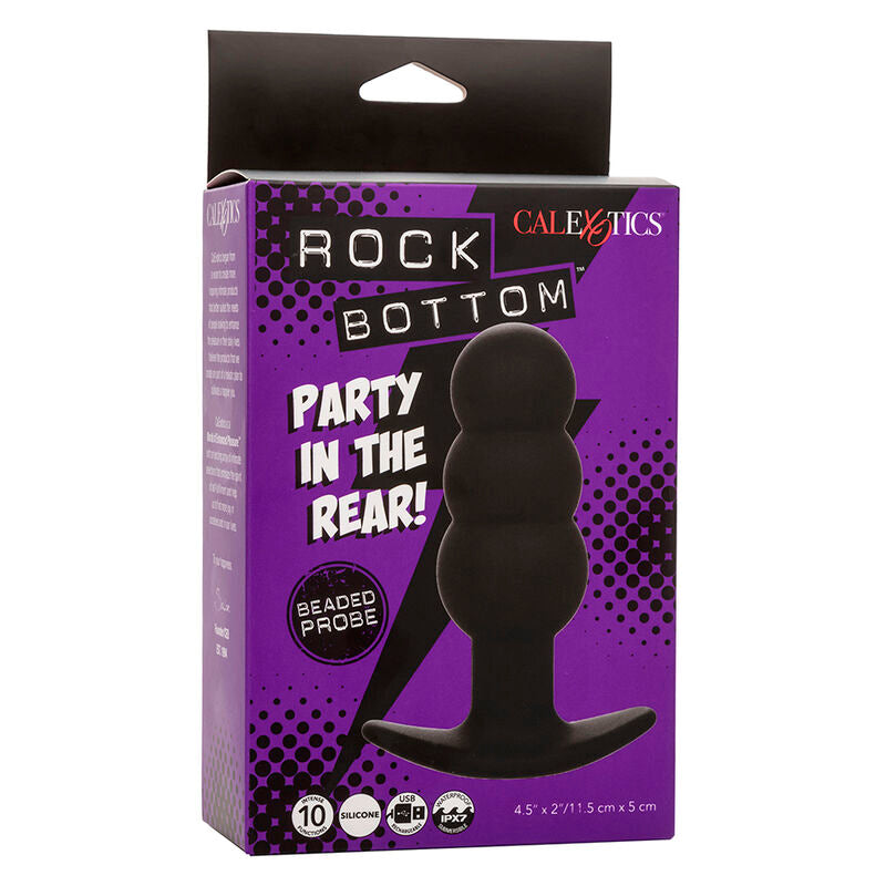 CALEXOTICS - ROCK BOTTOM PLUG ANAL COM ESFERAS 10 VIBRAÇÕES SILICONE PRETO