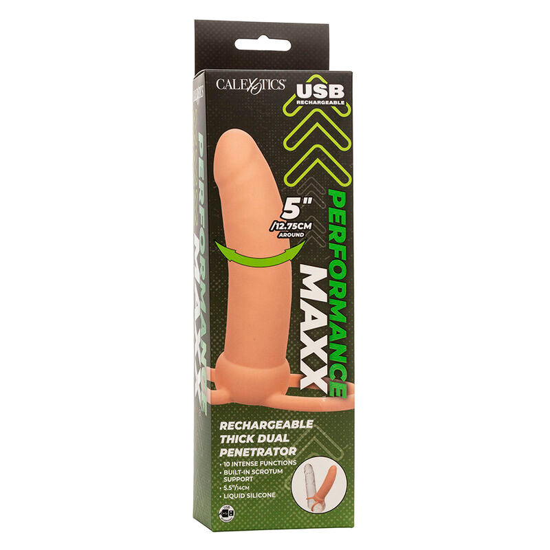 CALEXOTICS - MAXX THICK DUAL PENETRATOR 10 VIBRAÇÕES CARNE