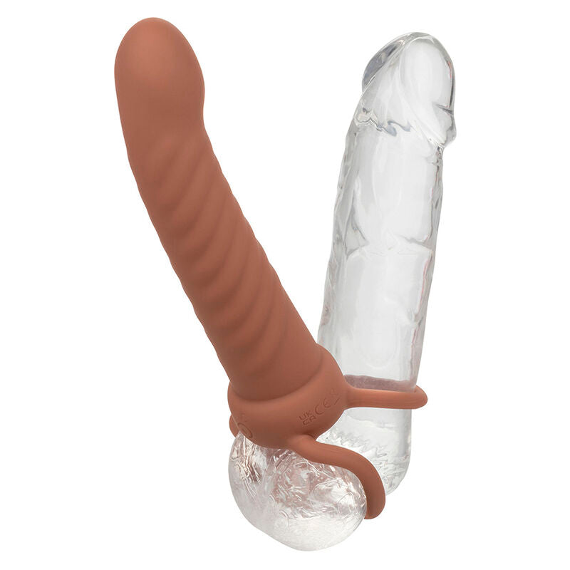 CALEXOTICS - MAXX RIBBED DUAL PENETRATOR 10 VIBRAÇÕES MARROM