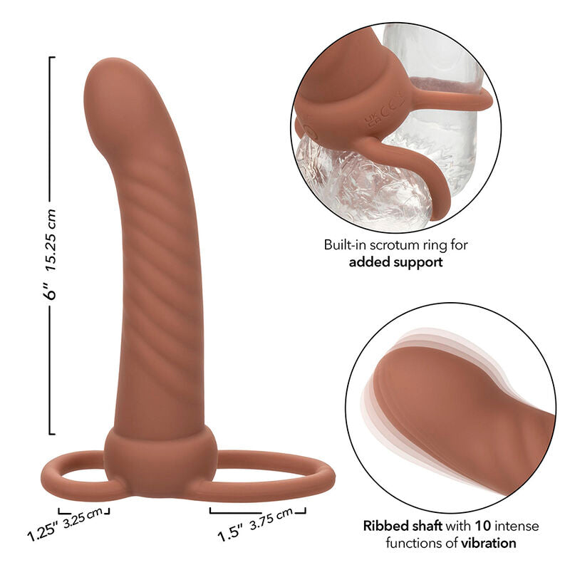 CALEXOTICS - MAXX RIBBED DUAL PENETRATOR 10 VIBRAÇÕES MARROM