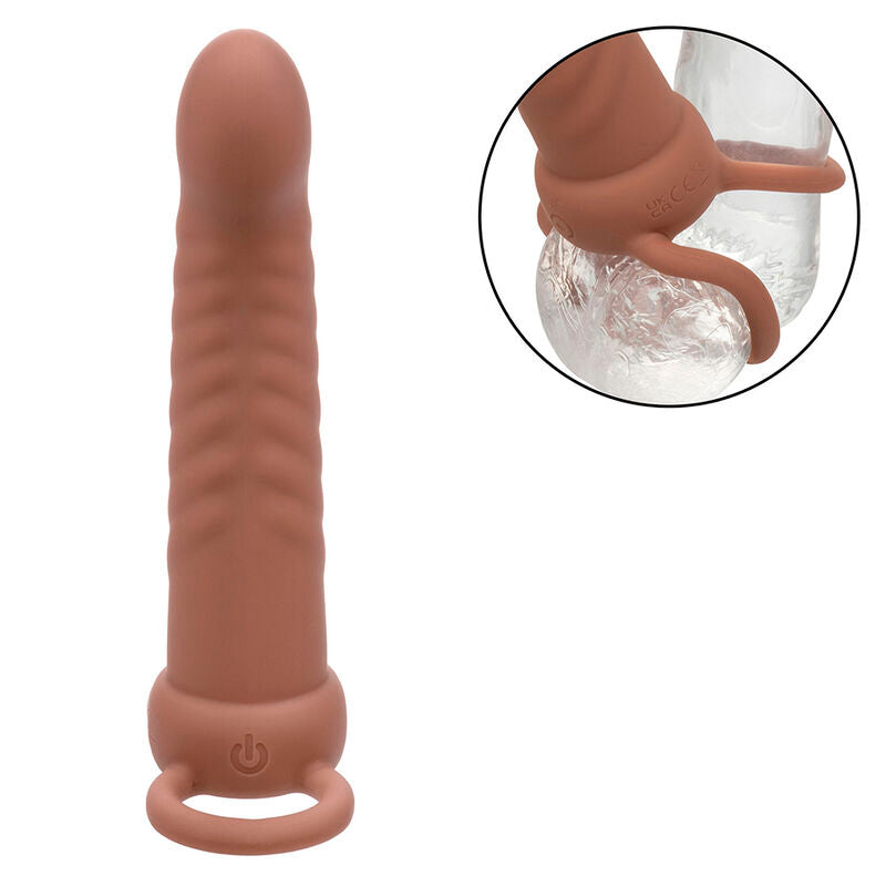 CALEXOTICS - MAXX RIBBED DUAL PENETRATOR 10 VIBRAÇÕES MARROM