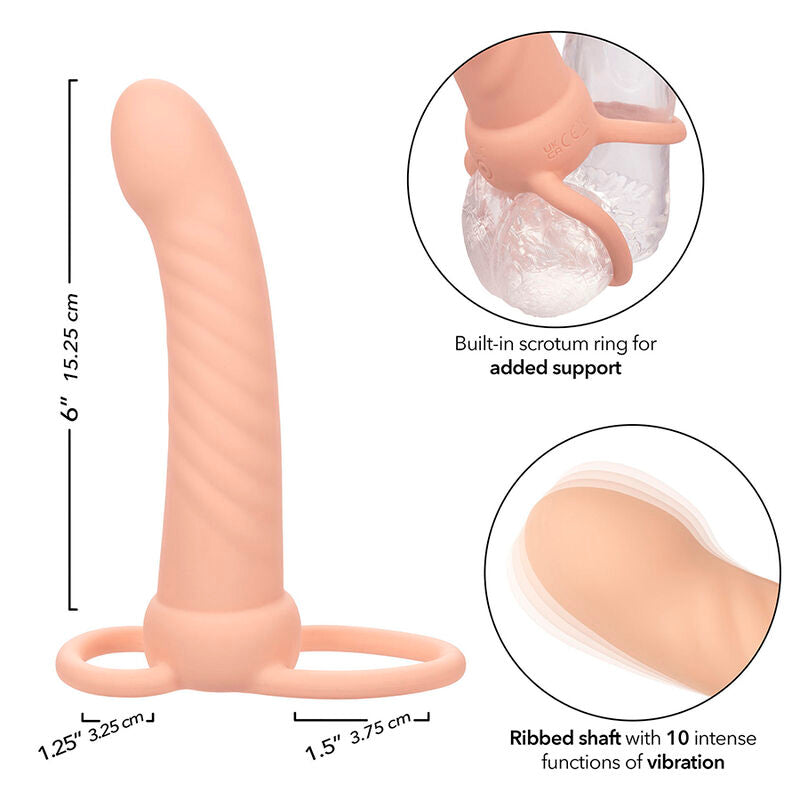 CALEXOTICS - MAXX RIBBED DUAL PENETRATOR 10 VIBRAÇÕES CARNE