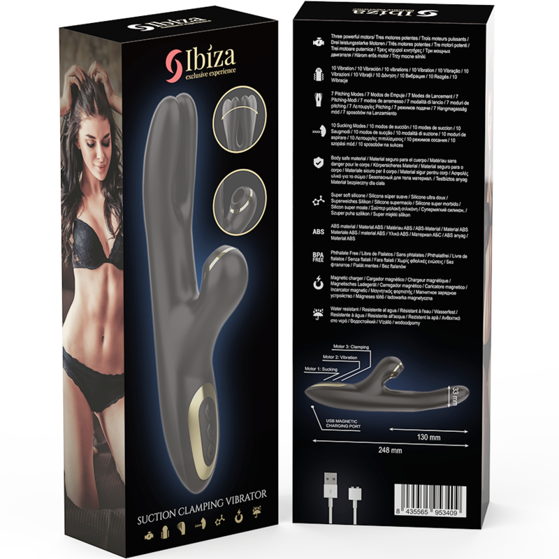 IBIZA - DUPLO VIBRADOR DE FIXAÇÃO PRETO