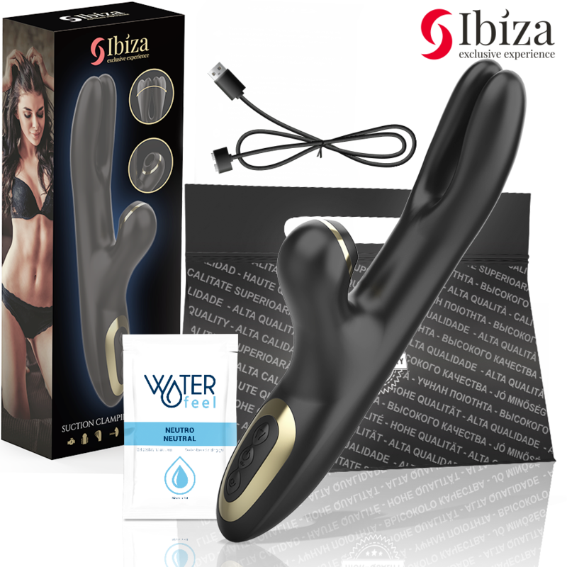 IBIZA - DUPLO VIBRADOR DE FIXAÇÃO PRETO