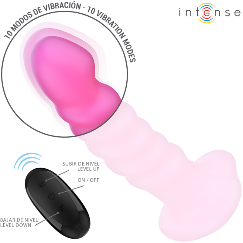 INTENSE - CINDY VIBRADOR TAMANHO L DESIGN ESPIRAL 10 VIBRAÇÕES ROSA CONTROLE REMOTO