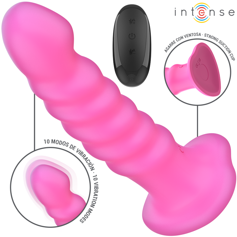 INTENSE - CINDY VIBRADOR TAMANHO L DESIGN ESPIRAL 10 VIBRAÇÕES ROSA CONTROLE REMOTO