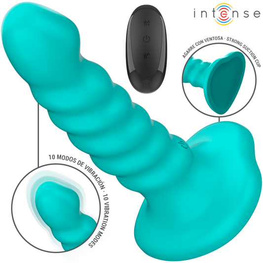 INTENSE - BUFFY VIBRADOR TAMANHO S DESIGN ESPIRAL 10 VIBRAÇÕES CONTROLE REMOTO AZUL