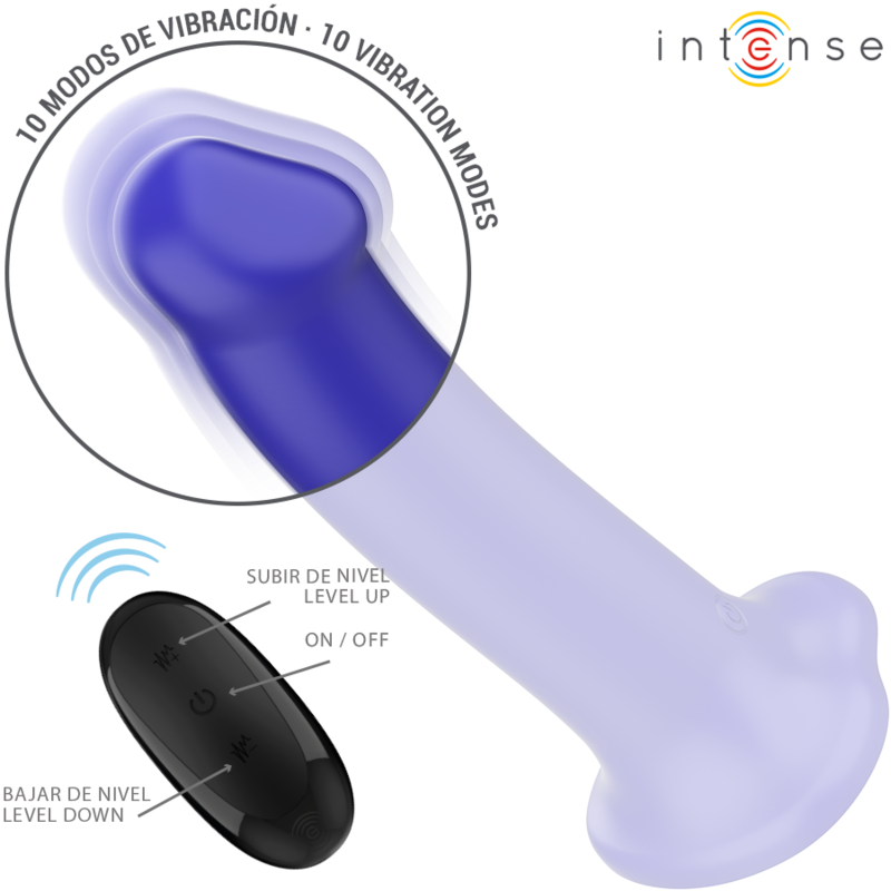 INTENSE - VICTORIA VIBRADOR COM VENTOSA 10 VIBRAÇÕES AZUL ESCURO CONTROLE REMOTO