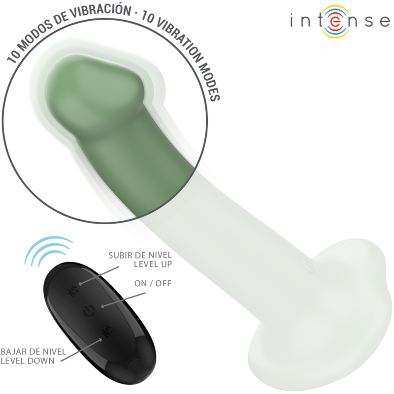 INTENSE - BECCA VIBRADOR COM VENTOSA 10 VIBRAÇÕES VERDE CONTROLE REMOTO