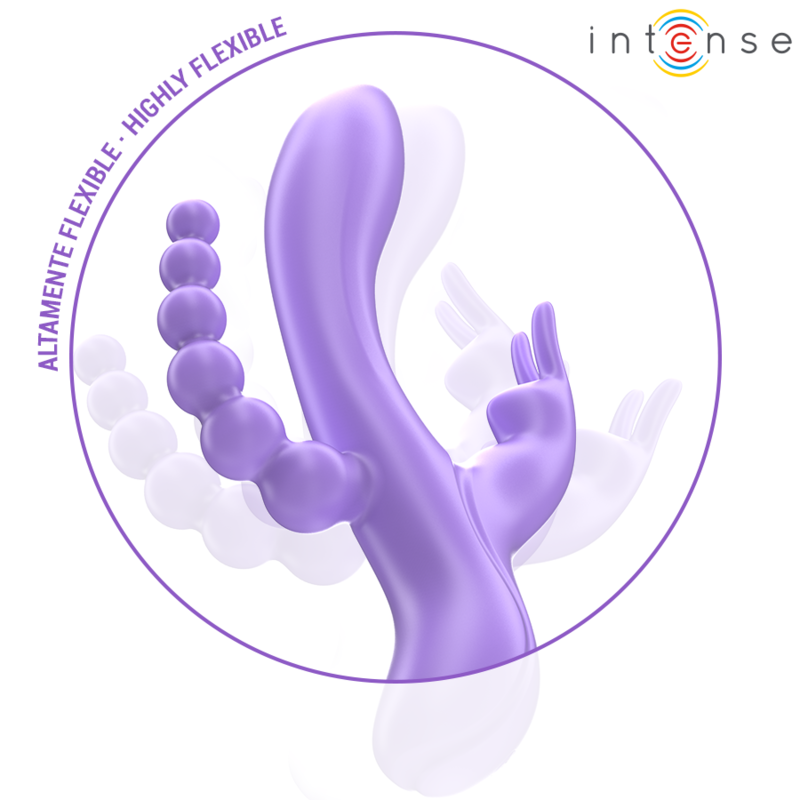 INTENSE - MIKO TRIPLO VIBRADOR COELHO & ESTIMULADOR & ANAL 7 VIBRAÇÕES ROXO