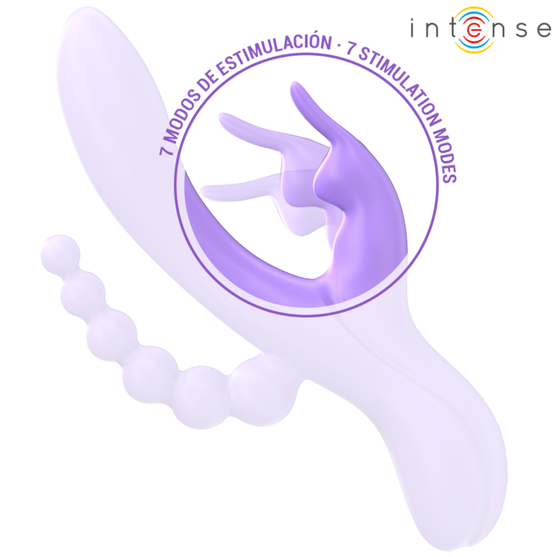 INTENSE - MIKO TRIPLO VIBRADOR COELHO & ESTIMULADOR & ANAL 7 VIBRAÇÕES ROXO