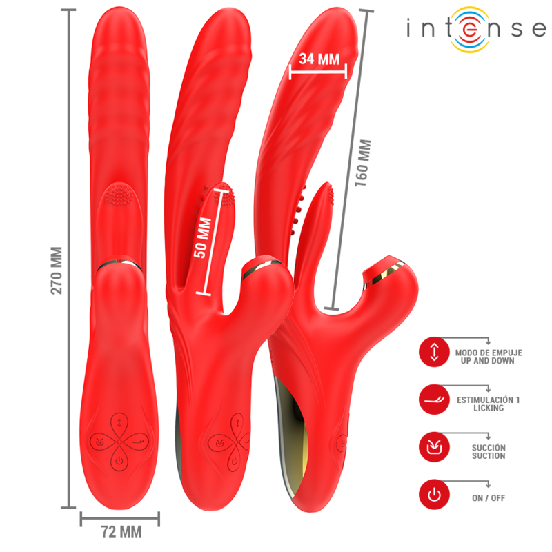 INTENSE - KAROL MULTIFUNÇÃO VIBRADOR IMPULSO & ESTIMULAÇÃO & SUCÇÃO VERMELHO