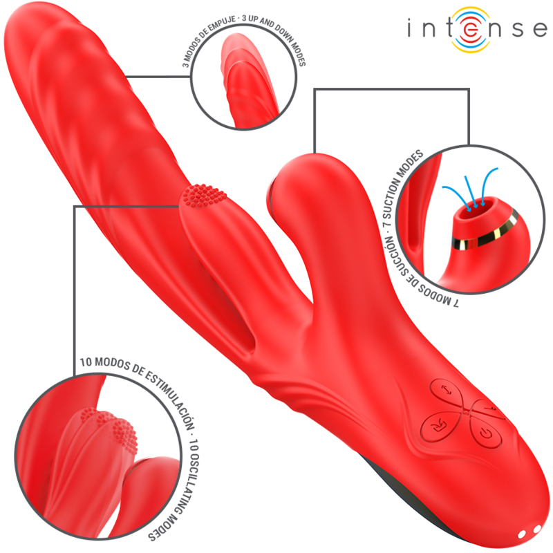 INTENSE - KAROL MULTIFUNÇÃO VIBRADOR IMPULSO & ESTIMULAÇÃO & SUCÇÃO VERMELHO