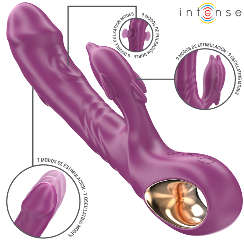 INTENSE - HALLE VIBRADOR MULTIFUNCIONAL COM LÍNGUA ESTIMULANTE DE GOLFINHOS ROXO