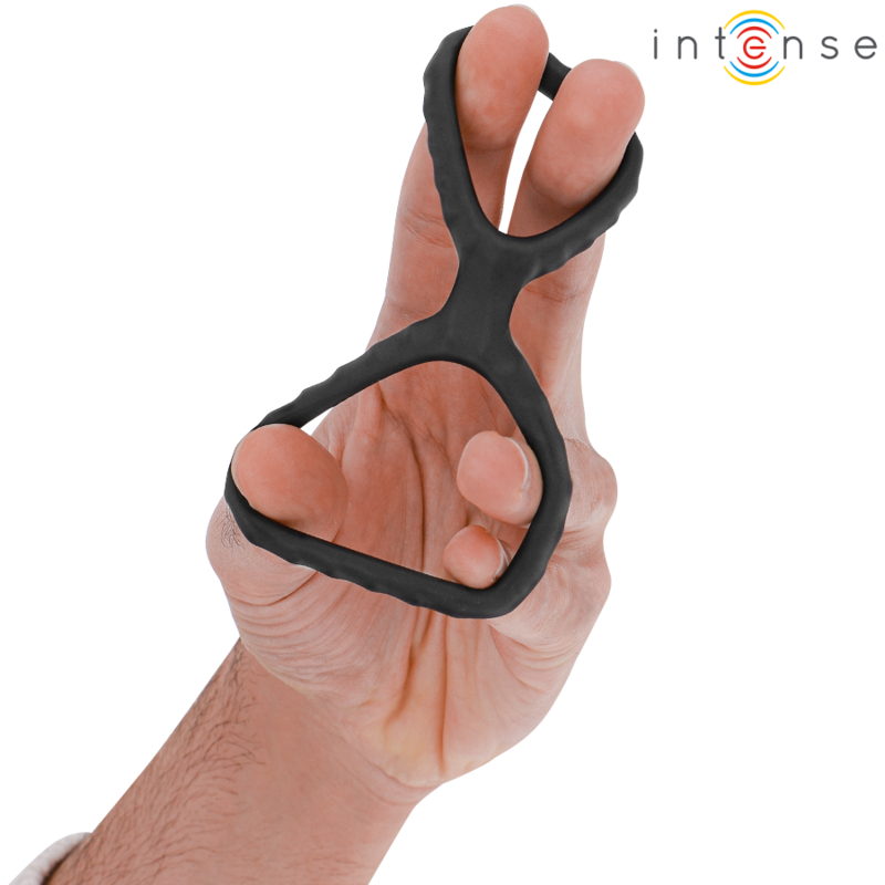 INTENSE - DEWEY ANEL DE PÊNIS DUPLO DE SILICONE PRETO MODELO 2