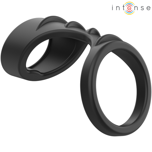 INTENSE - THEO ANEL DE SILICONE DUPLO PARA PÊNIS MODELO 3 PRETO