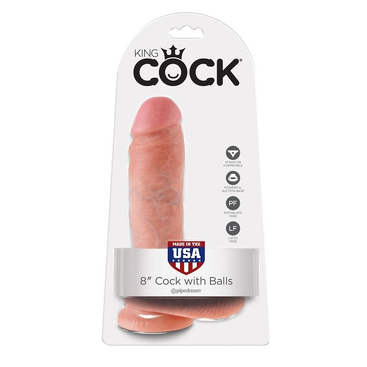 KING COCK - 8 CARNE DE DILDO COM BOLAS 20.3 CM