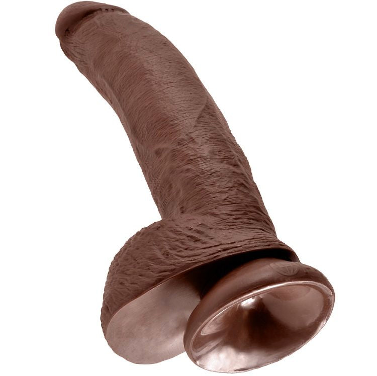 KING COCK - 9 DILDO CASTANHO COM BOLAS 22.9 CM