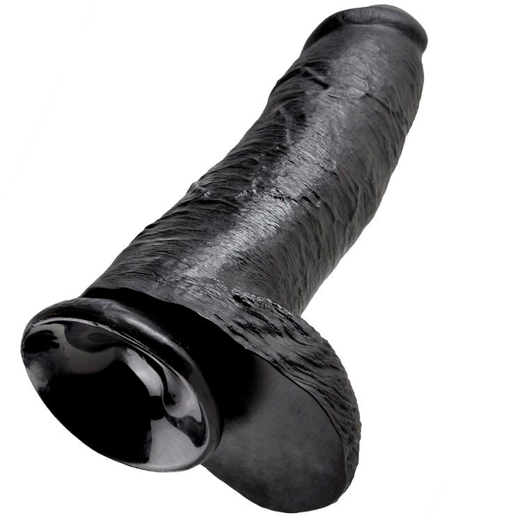 KING COCK - 12 DILDO PRETO COM BOLAS 30.48 CM