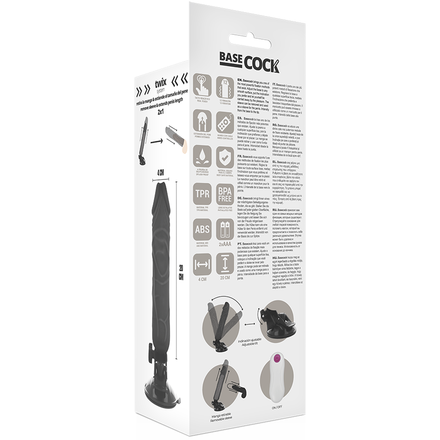 BASECOCK - VIBRADOR DE CONTROLE REMOTO NATURAL REALISTA 20 CM -O- 4 CM