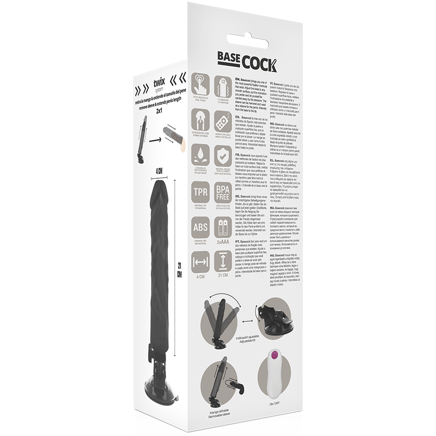 BASECOCK - VIBRADOR REALÍSTICO CONTROLE REMOTO NATURAL 21 CM -O- 4 CM