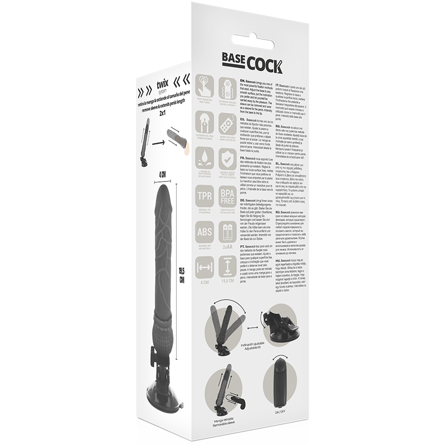 BASECOCK - VIBRADOR DE CONTROLE REMOTO NATURAL REALISTA BASECOCK 19,5 CM