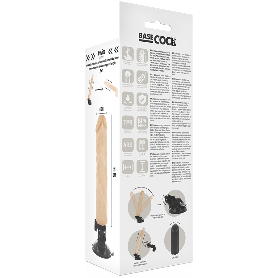 BASECOCK - VIBRADOR REALÍSTICO CONTROLE REMOTO NATURAL 21 CM -O- 4 CM