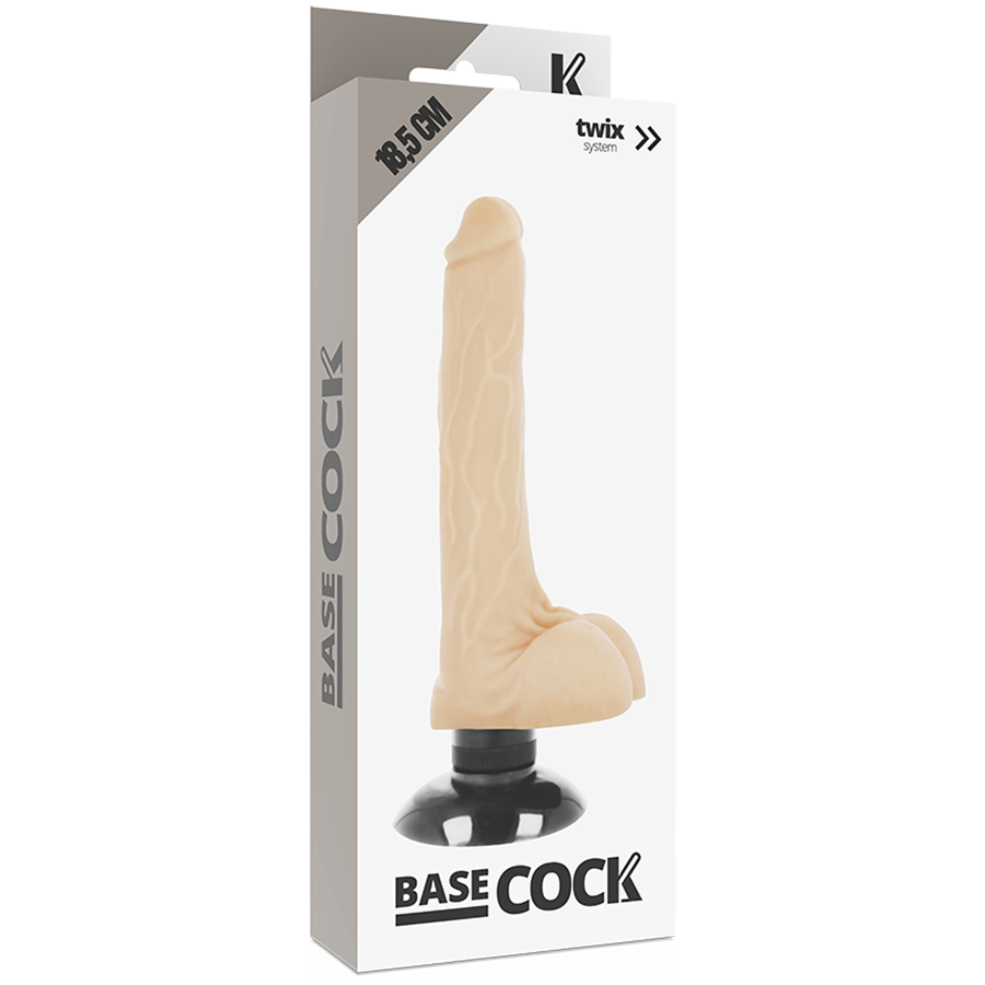 BASECOCK - VIBRADOR REALÍSTICO 2-1 PRETO 18.5 CM -O- 4 CM