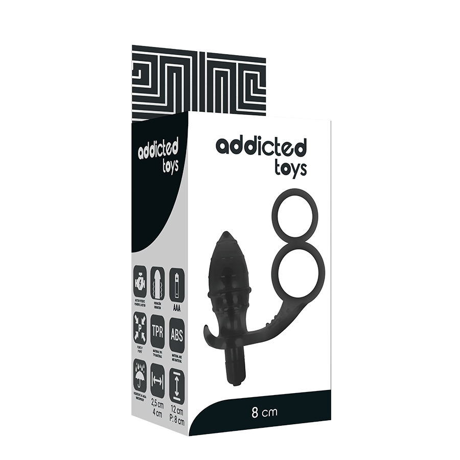 ADDICTED TOYS - PLUG ANAL COM ANEL DUPLO PRETO